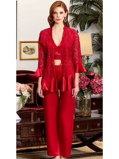صورة Jeremi Satin 3 Pcs Pajamas Set 3169