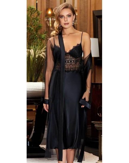 Image de Jeremi 3227 Ensemble De Robe De Nuit En Satin