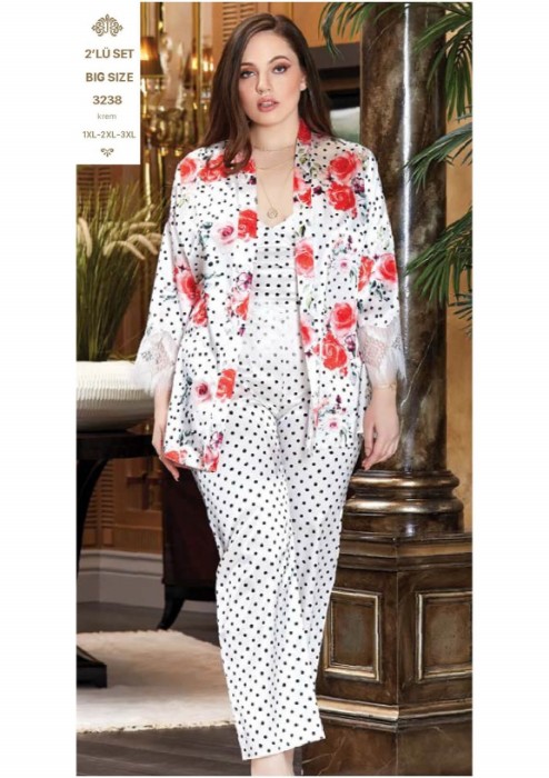 Jeremi Üçlü Büyük Beden Pijama Takım 3238 resmi