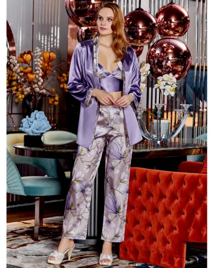 Picture of Jeremi 4011 Satin 3 Pcs Pajamas Set