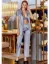 Jeremi 4024-3 Saten Dantelli Dörtlü Pijama Takım resmi