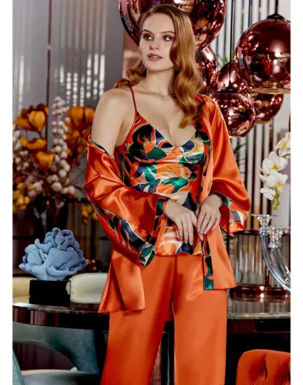 Picture of Jeremi 4006 Satin 3 Pcs Pajamas Set