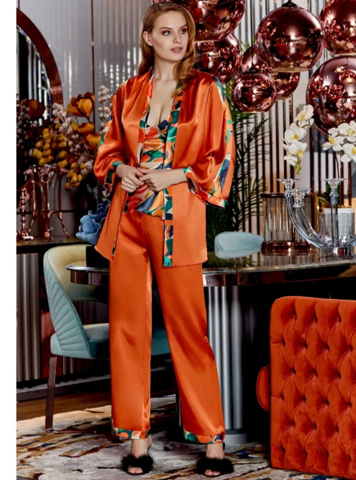 Jeremi 4006 Saten Üçlü Pijama Takım resmi