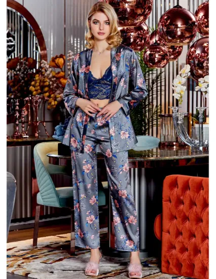 Picture of Jeremi 4009 Satin 3 Pcs Pajamas Set