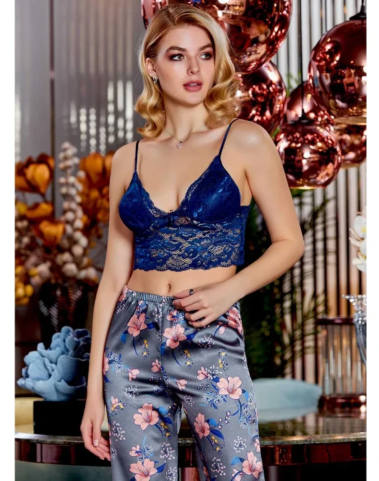 Jeremi 4009 Saten Üçlü Pijama Takım resmi