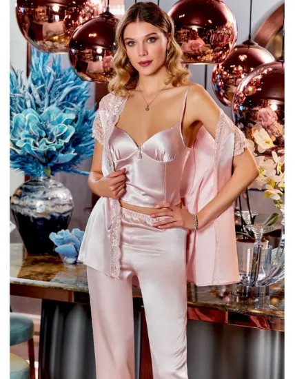 Picture of Jeremi 4025 Satin 3 Pcs Pajamas Set