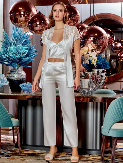 Picture of Jeremi 4025-2 Satin 3 Pcs Pajamas Set