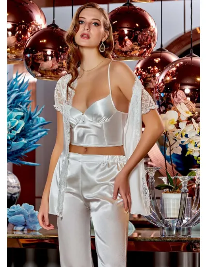 Picture of Jeremi 4025-2 Satin 3 Pcs Pajamas Set