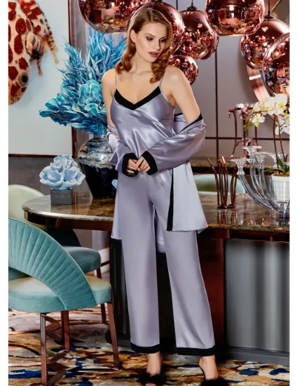Jeremi 4001 Saten Üçlü Pijama Takım resmi