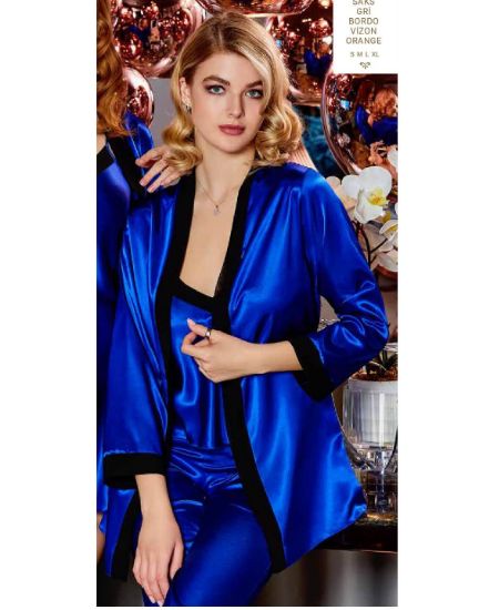 Jeremi 4001-3 Saten Üçlü Pijama Takım resmi