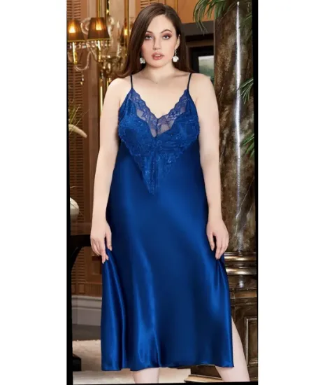 Image de Jeremi 3250 Ensemble De Robe De Nuit En Satin Grande Taille