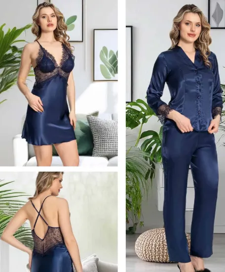 صورة طقم ملابس نوم ساتان 6 قطع من جيريمي S۳٦۰-۲