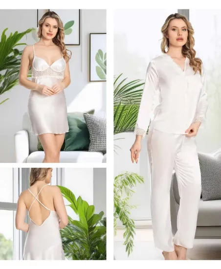 Image de Ensemble De Chemise De Nuit En Satin 6 Pièces Jeremi S355