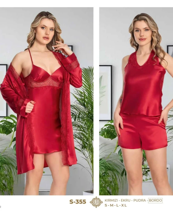 صورة طقم ملابس نوم ساتان ٦ قطع من جيريمي S۳٥٥-۳