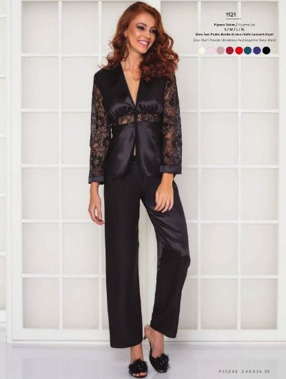 Picture of Pierre Cardin 1121 Satin Lace Pajamas Set