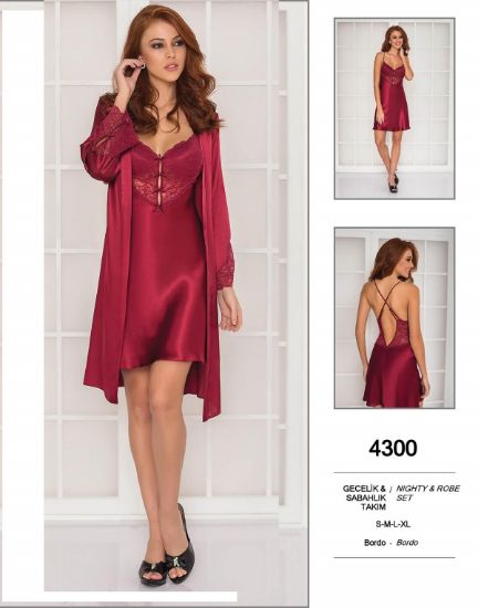 صورة Pierre Cardin 4300 Satin Chemise Robe Set