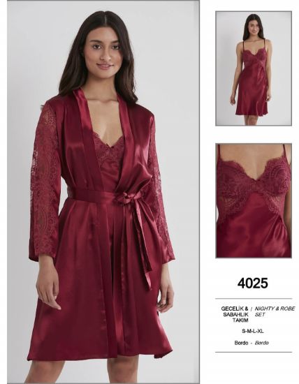 صورة Pierre Cardin 4025 Satin Chemise Robe Set