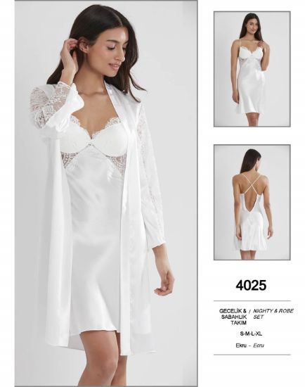 صورة Pierre Cardin 4025-2 Satin Chemise Robe Set