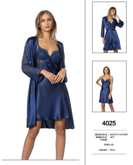 Picture of Pierre Cardin 4025-4 Satin Chemise Robe Set
