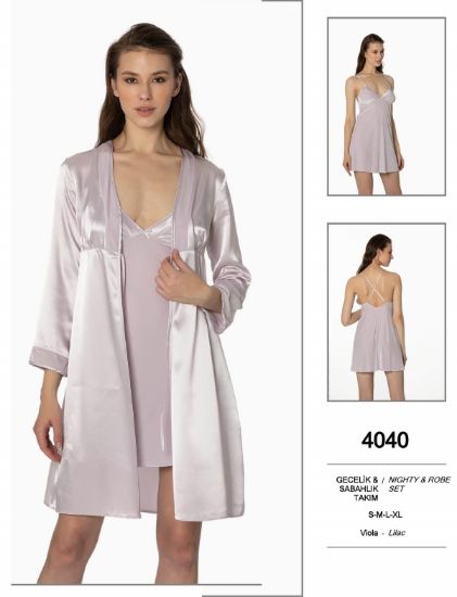 صورة Pierre Cardin 4040-4 Satin Chemise Robe Set