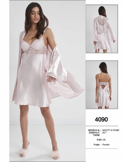 Picture of Pierre Cardin 4090-6 Satin Chemise Robe Set