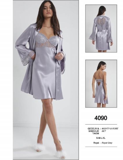 Picture of Pierre Cardin 4090-7 Satin Chemise Robe Set