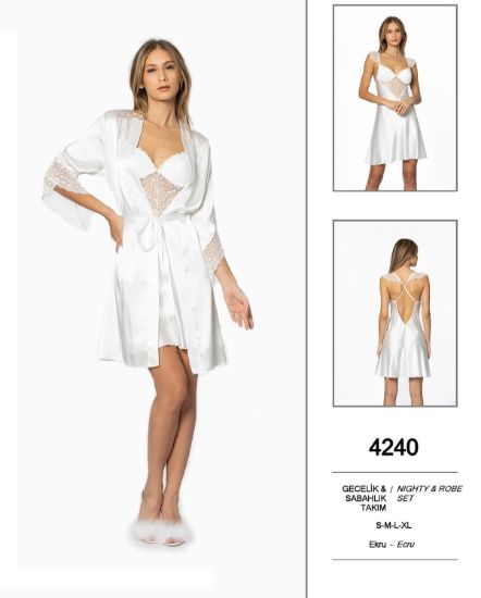 Picture of Pierre Cardin 4240-3 Satin Chemise Robe Set