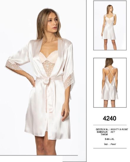 Picture of Pierre Cardin 4240-4 Satin Chemise Robe Set