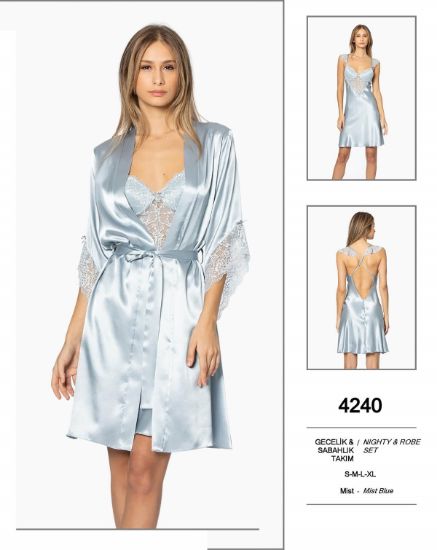 Picture of Pierre Cardin 4240-5 Satin Chemise Robe Set