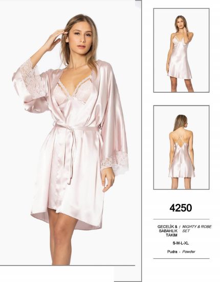 Picture of Pierre Cardin 4250-4 Satin Chemise Robe Set
