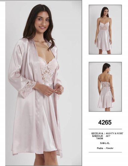 صورة Pierre Cardin 4265-4 Satin Chemise Robe Set