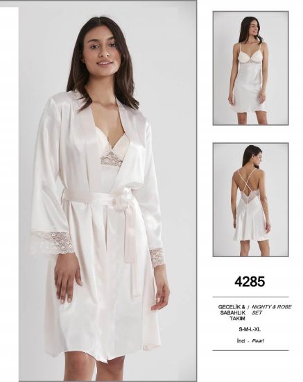صورة Pierre Cardin 4285-3 Satin Chemise Robe Set