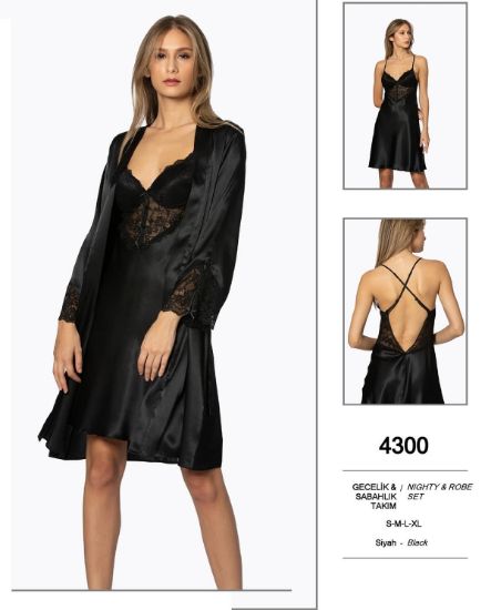 Picture of Pierre Cardin 4300-8 Satin Chemise Robe Set