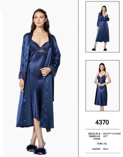 صورة Pierre Cardin 4370-5 Satin Chemise Robe Set