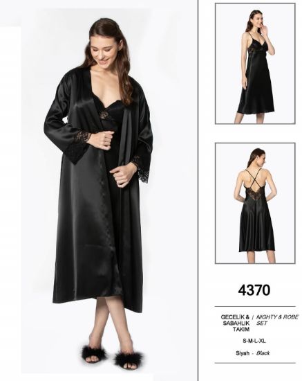 صورة Pierre Cardin 4370-8 Satin Chemise Robe Set
