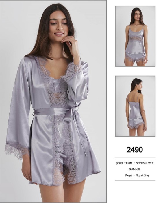 Pierre Cardin 2490-6 Saten Üçlü Şort Takım resmi