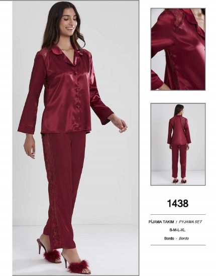 Picture of Pierre Cardin 1438 Satin Lace Pajamas Set
