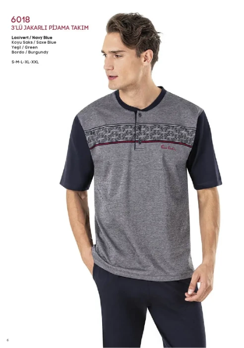 Pierre Cardin 6018 Erkek Üçlü Pijama Takım resmi