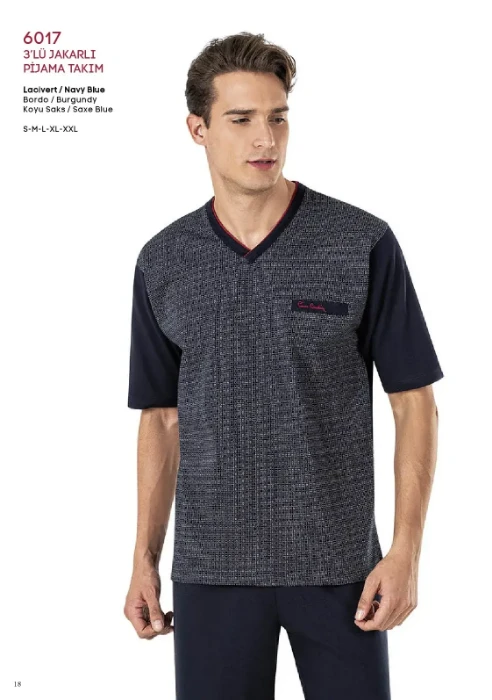Pierre Cardin 6017 Erkek Üçlü Pijama Takım resmi