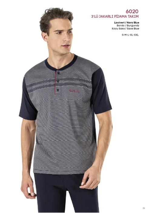 Pierre Cardin 6020 Erkek Üçlü Pijama Takım resmi