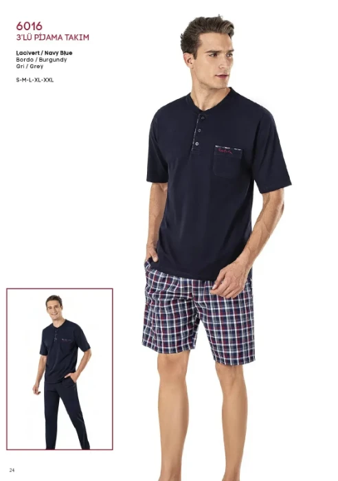 Pierre Cardin 6016 Erkek Üçlü Pijama Takım resmi