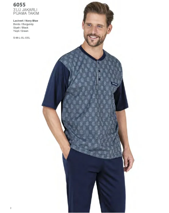Pierre Cardin 6055 Erkek Üçlü Pijama Takım resmi