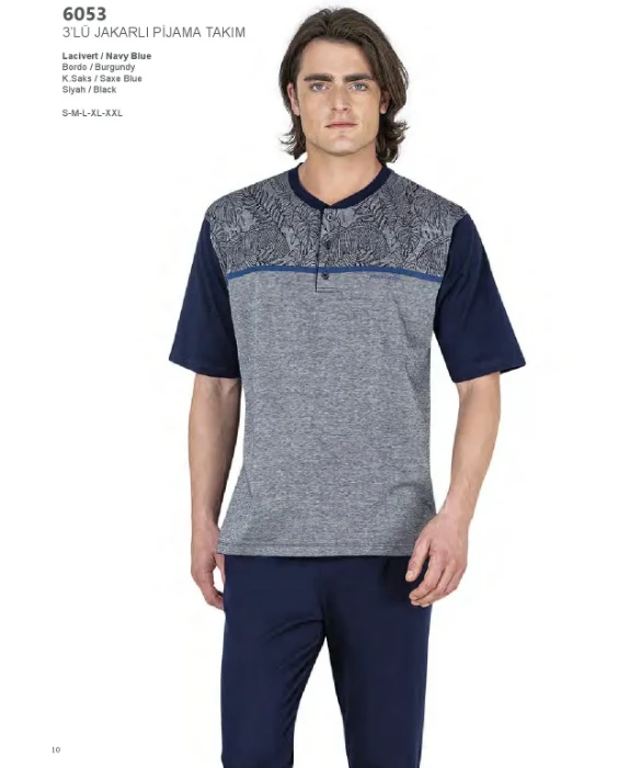 Pierre Cardin 6053 Erkek Üçlü Pijama Takım resmi