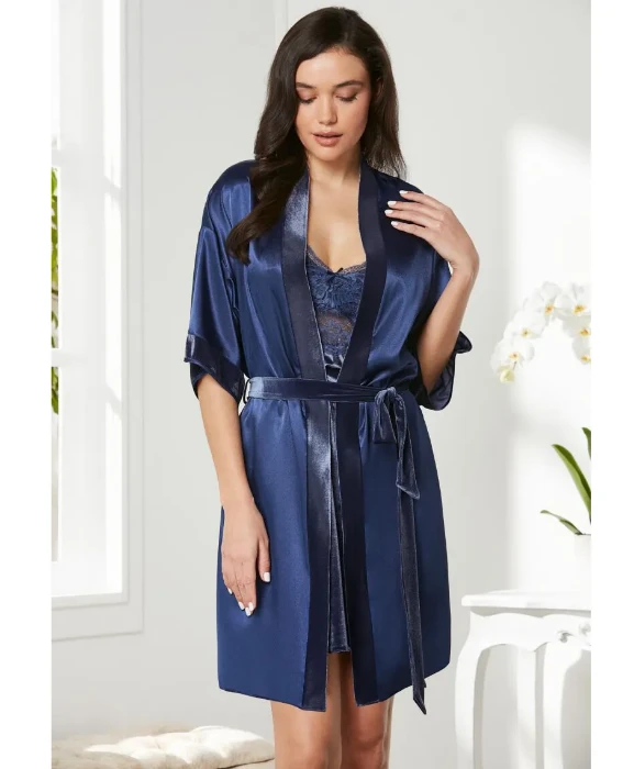 Pierre Cardin 4045-3 Kadife Saten Gecelik Sabahlık Takım resmi