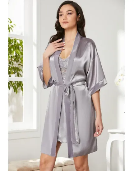 Pierre Cardin 4045-4 Kadife Saten Gecelik Sabahlık Takım resmi