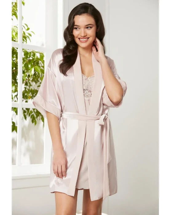 Pierre Cardin 4045-5 Kadife Saten Gecelik Sabahlık Takım resmi