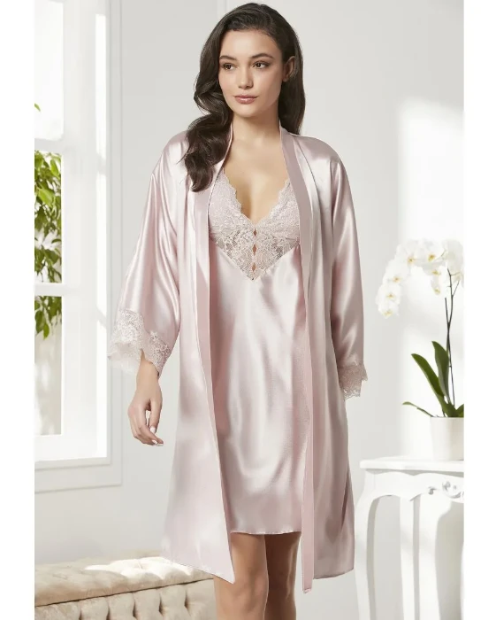 Pierre Cardin 4280 Saten Gecelik Sabahlık Takım resmi