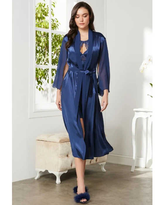 Pierre Cardin 4375-4 Saten Gecelik Sabahlık Takım resmi