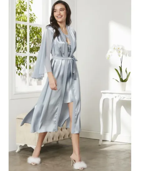 Picture of Pierre Cardin 4375-5 Satin Chemise Robe Set