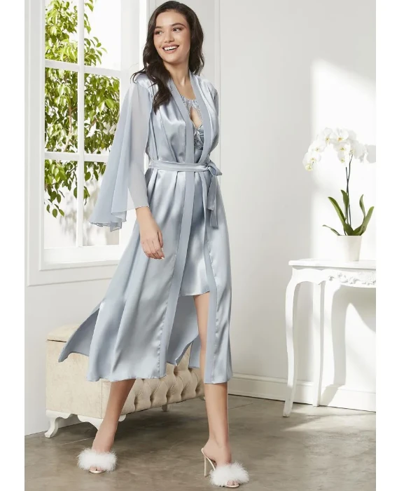 Pierre Cardin 4375-5 Saten Gecelik Sabahlık Takım resmi